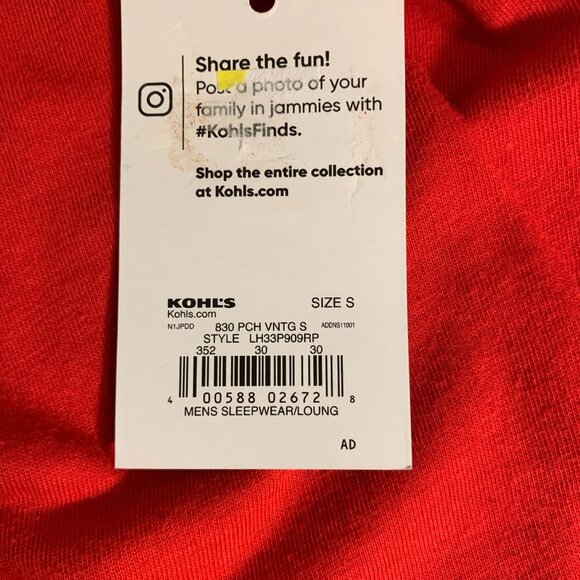 Jammies For Your Families Mens Long Sleeve Santa Shirt S Red 60% Cotton 40% Poly - Picture 8 of 8